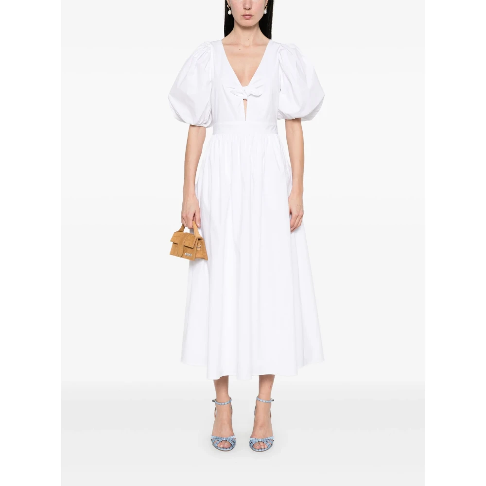 Rotate Birger Christensen Witte Pofmouw Midi Jurk White Dames