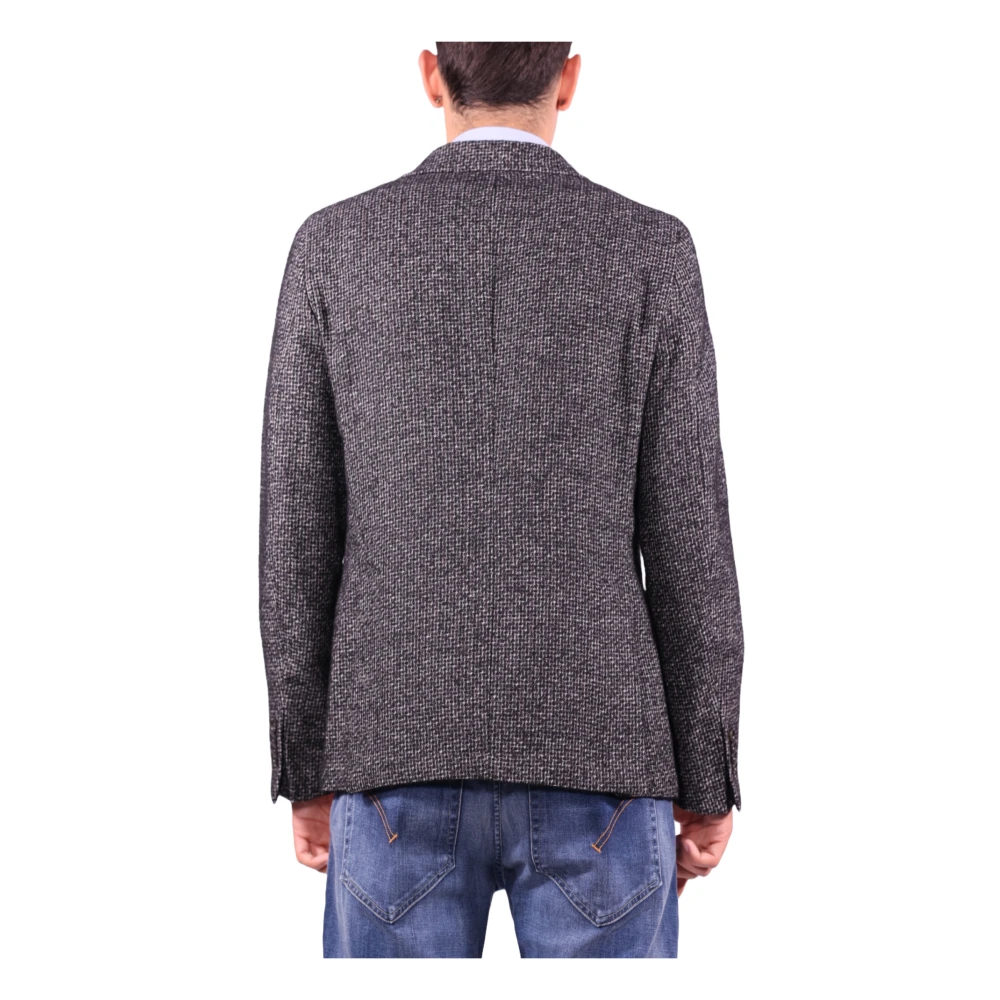 Manuel Ritz Zwarte wolmix Bouclè Jas Black Heren