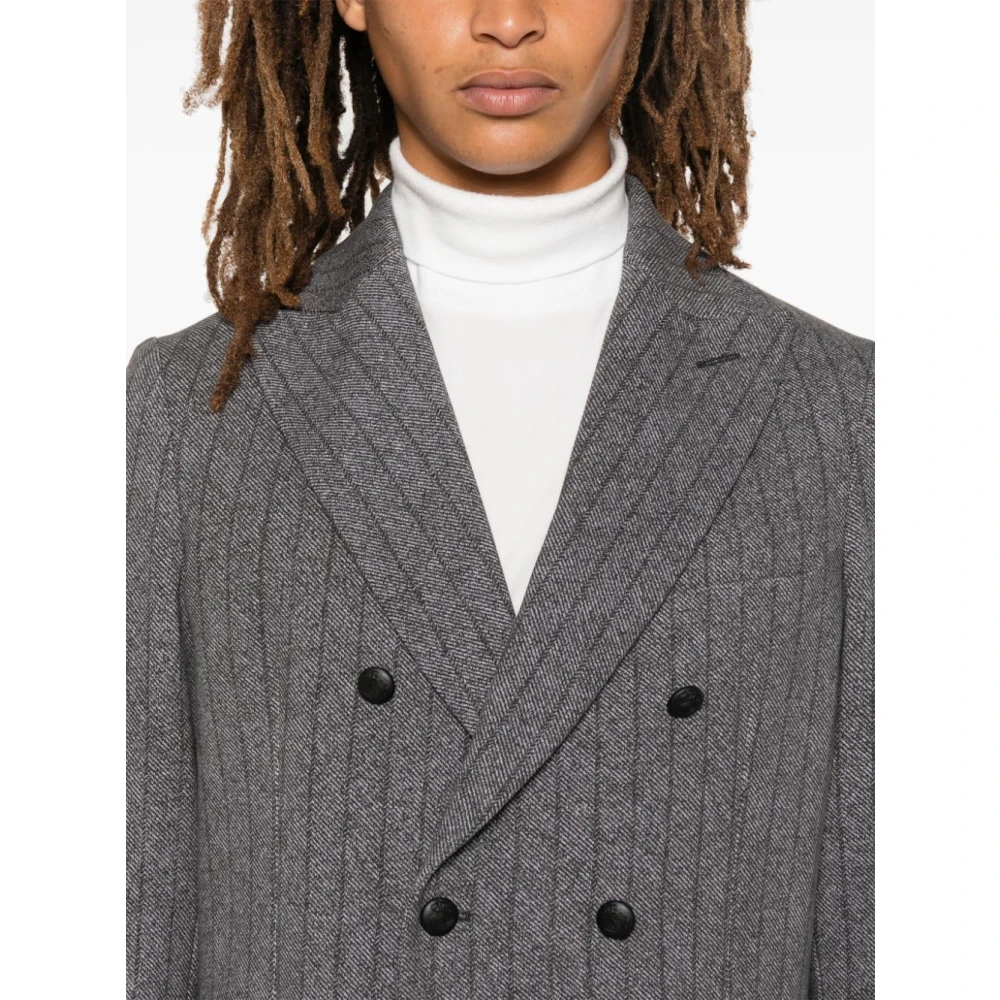 Circolo 1901 Grijze Fleece Diagonale Streep Jas Gray Heren