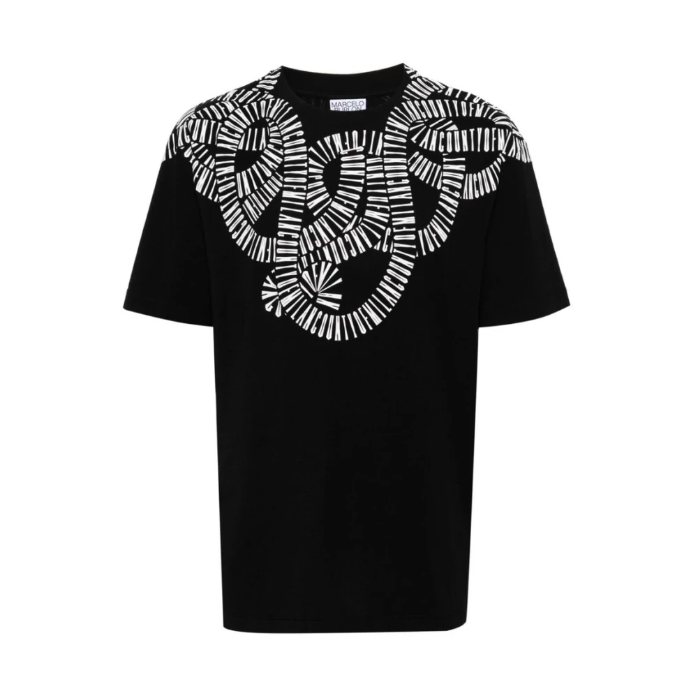 Marcelo Burlon T-shirt met slangeffect en logo print Black Heren