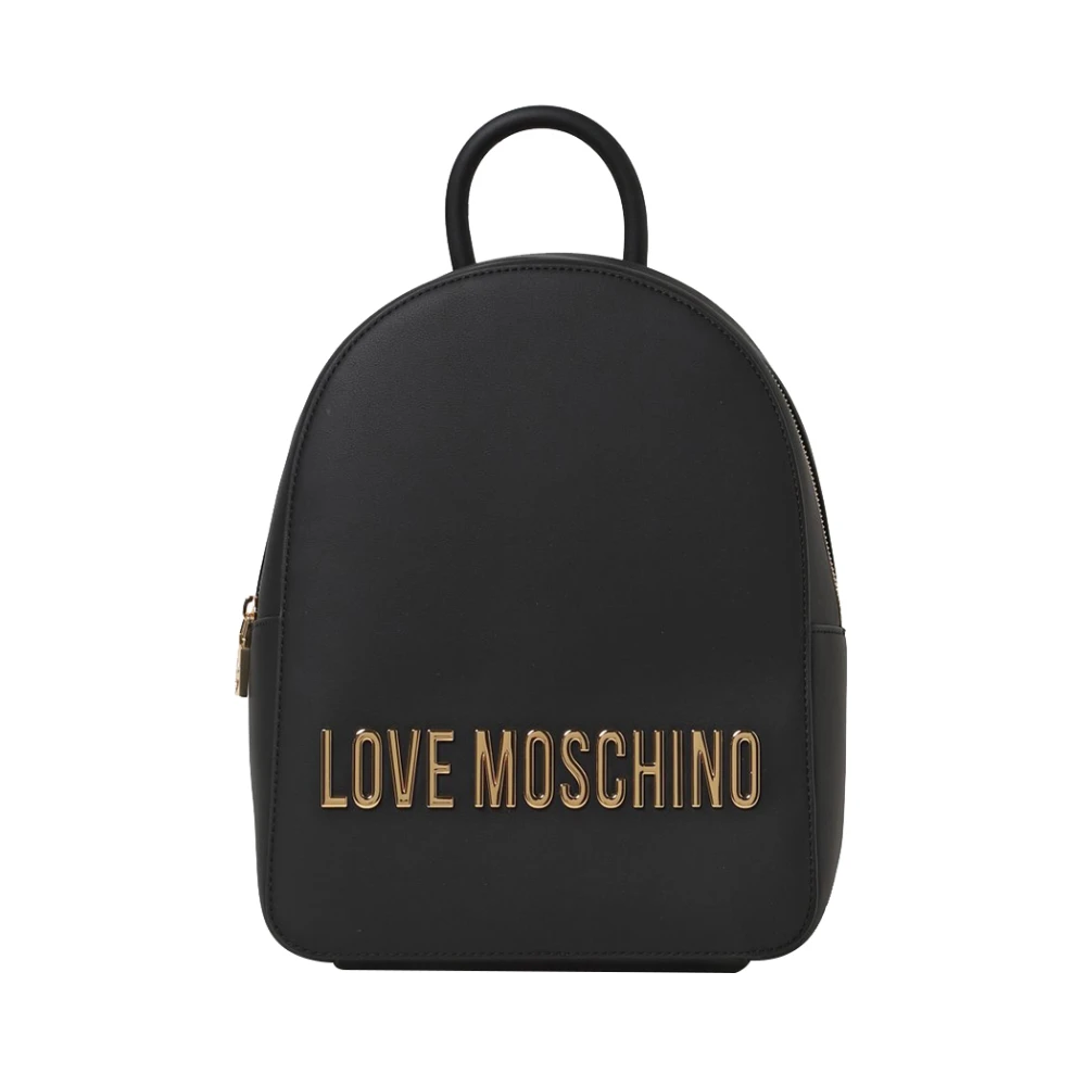 Moschino Zwarte Trendy Rugzak met Gouden Details Black Dames