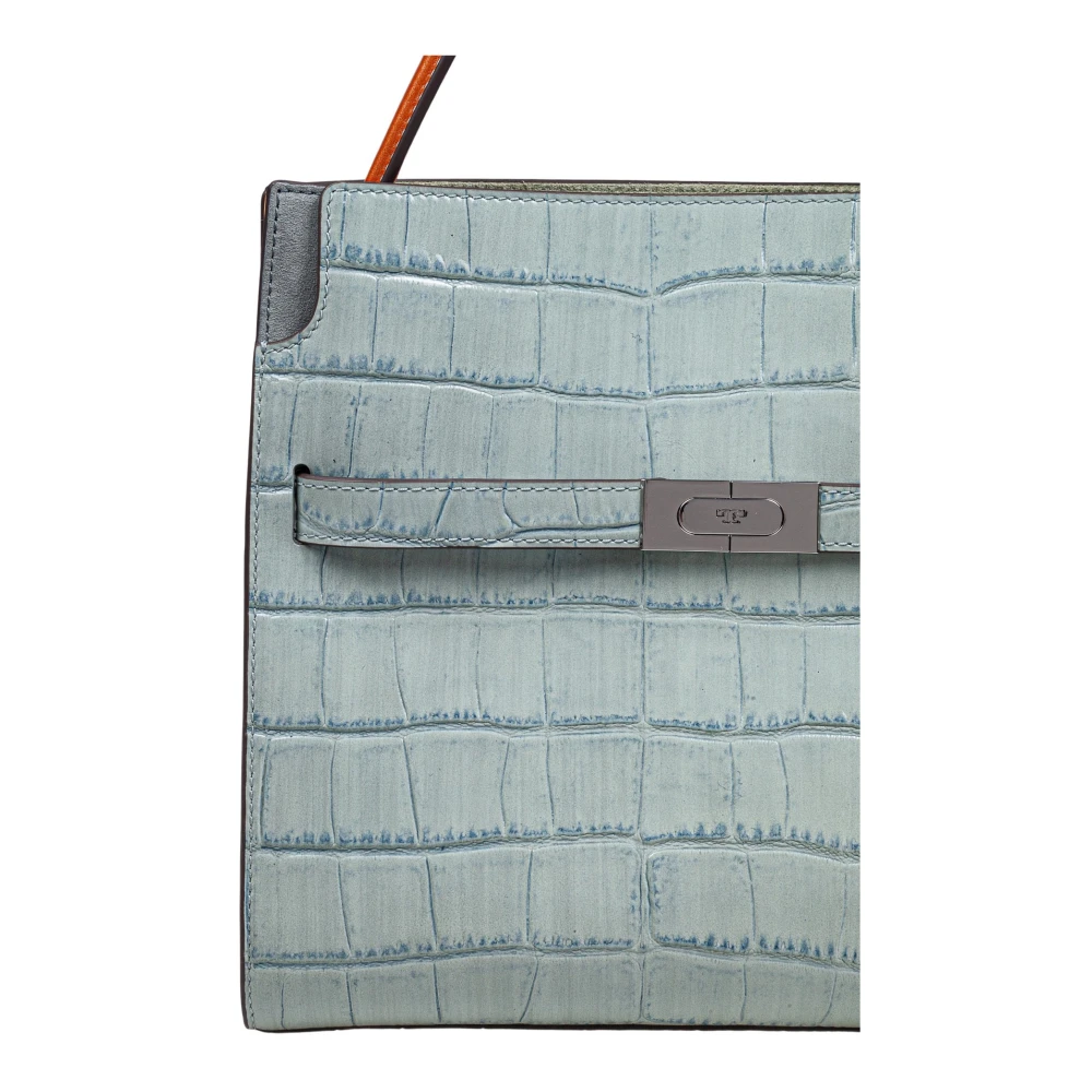 TORY BURCH Krokodillenprint Leren Handtas Blue Dames