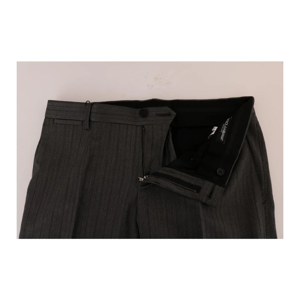 Dolce & Gabbana Grijze Gestreepte Wol Formele Broek Gray Heren