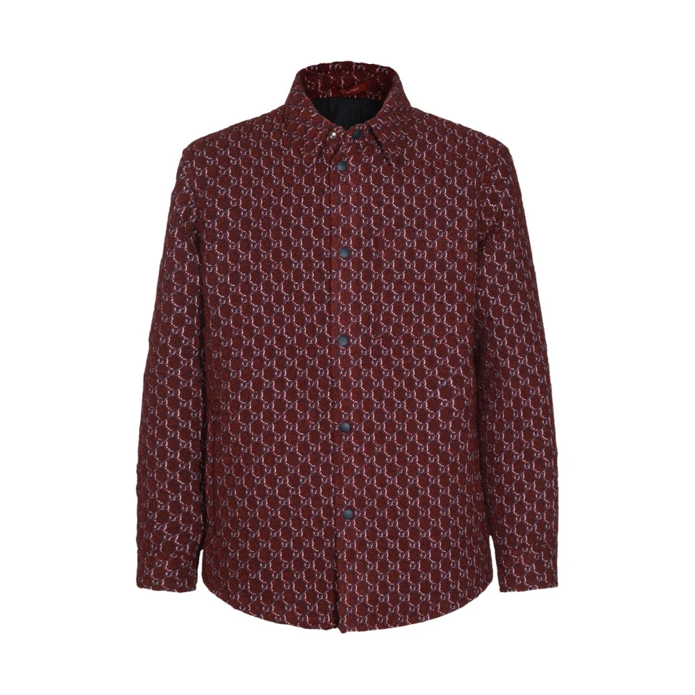 Gucci Wollen Casual Jas met Logopatroon Red Heren