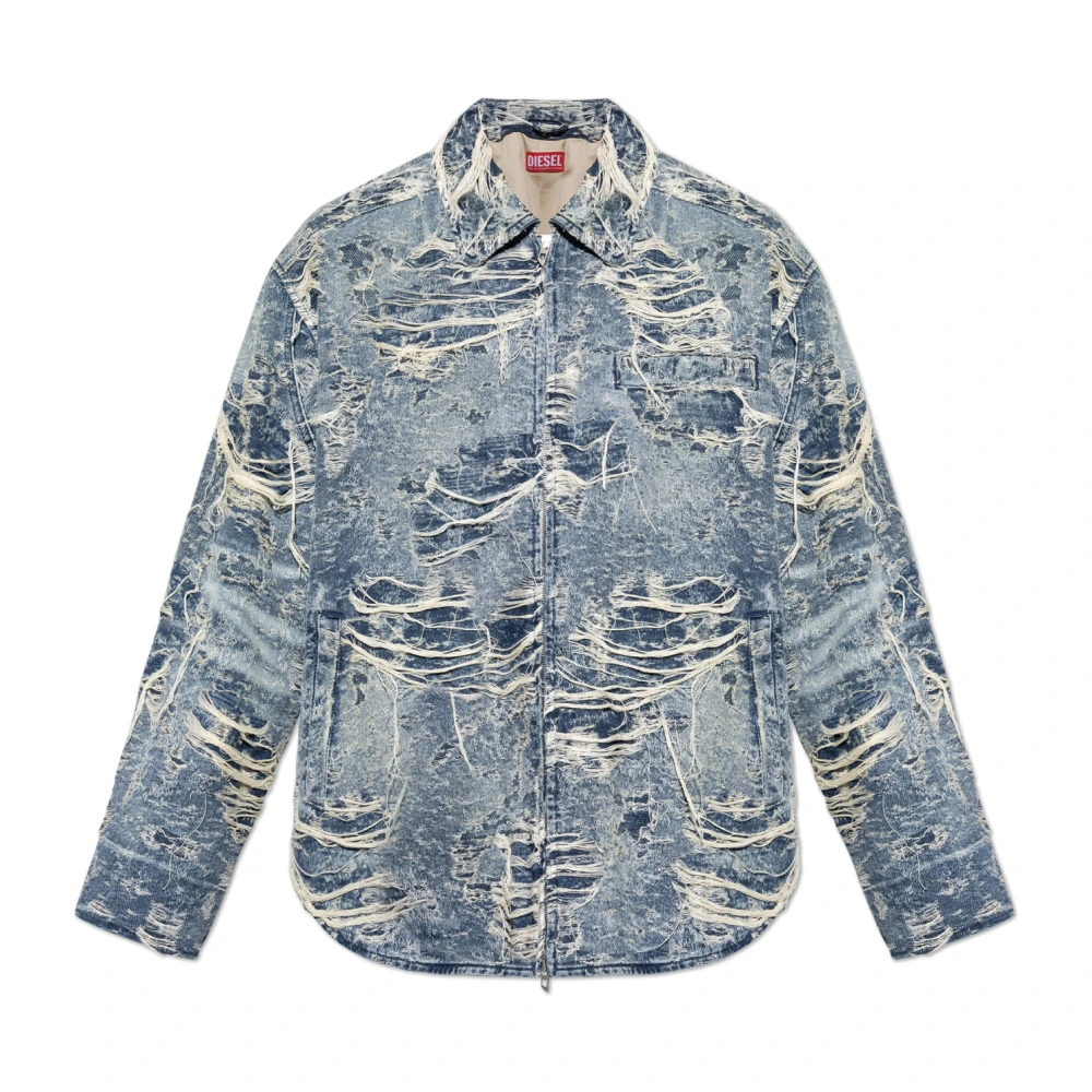Diesel Denim jas met verweerde afwerking Blue Heren