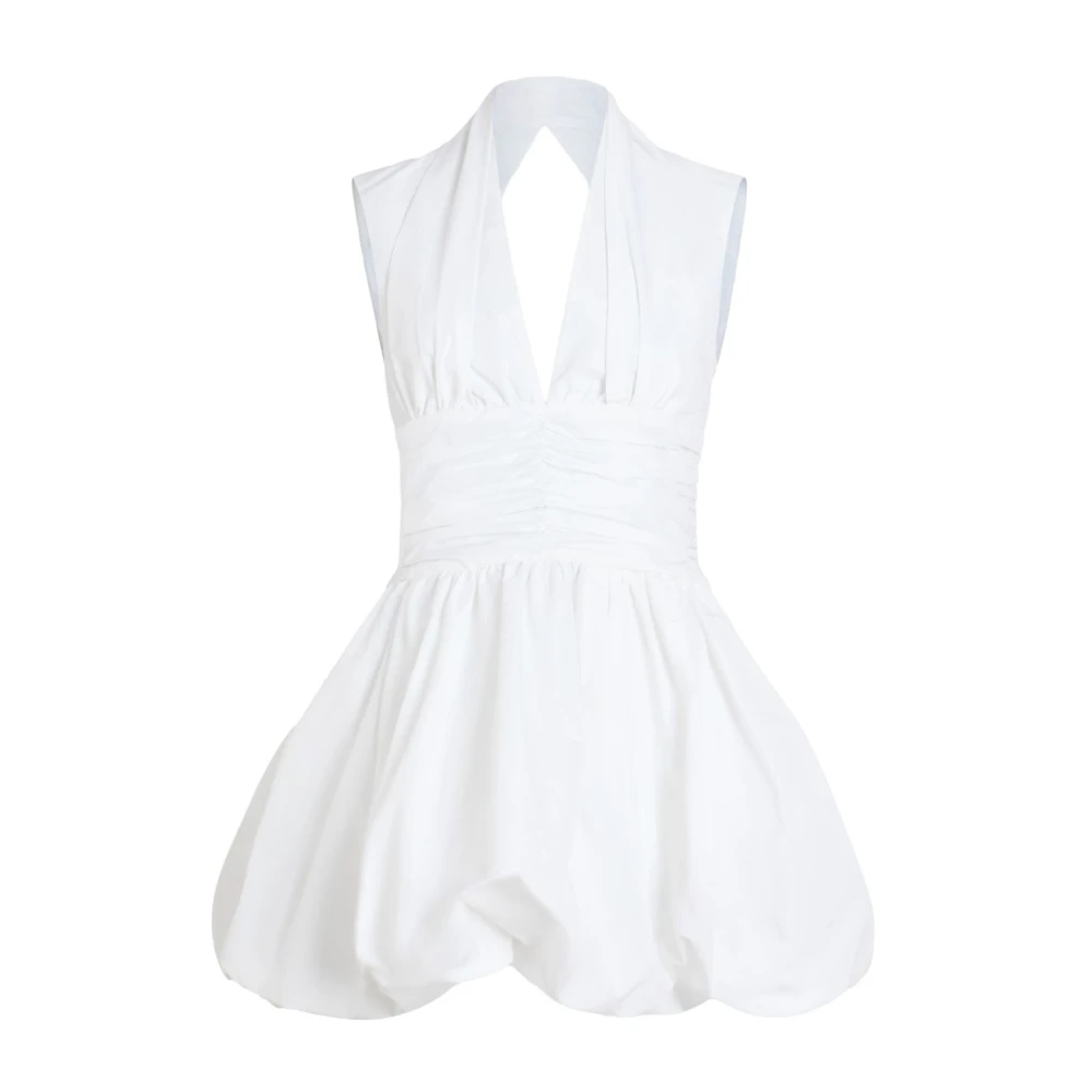 Patou Vit Halterneck Puffball Hem Klänning White, Dam