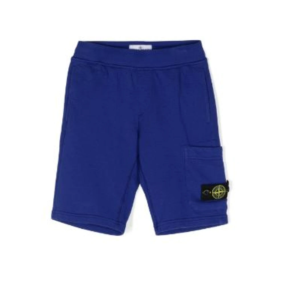 Stone Island Blue Shorts, Male, 6 Y, Royal Jersey Texture Shorts