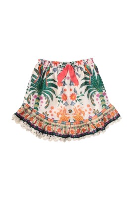 floral-lace-trim-mini-skirt