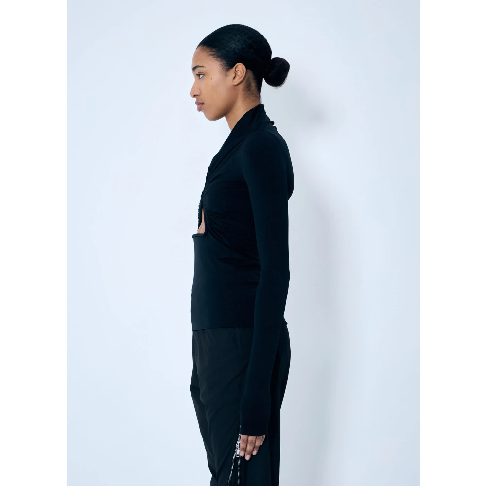 Rick Owens Top met Ruches en Cut-Out Black Dames