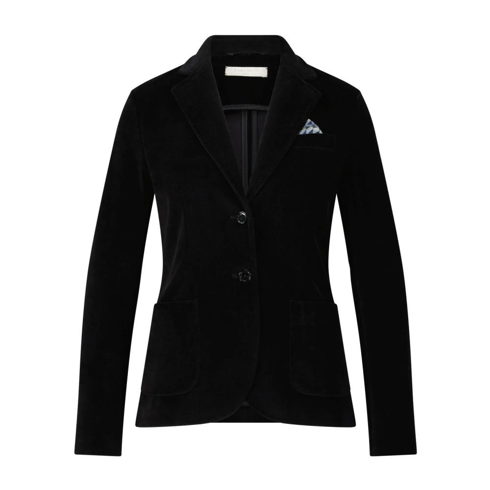 Circolo 1901 Fluweel Getailleerde Blazer met Zakken Black Dames