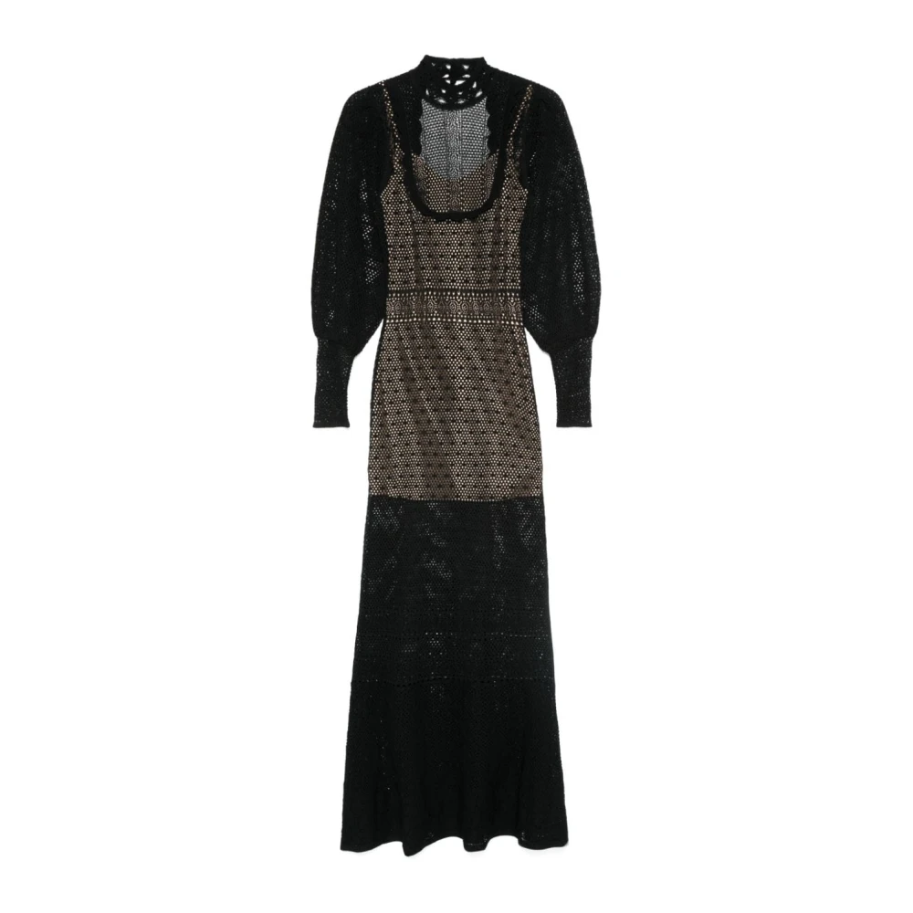 Twinset Elegante Zwarte Kant Jurk Black Dames