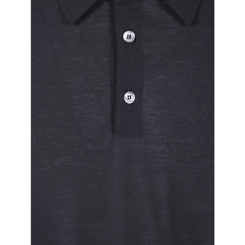Zanone Klassieke Polo Shirt met Lange Mouwen Black Heren