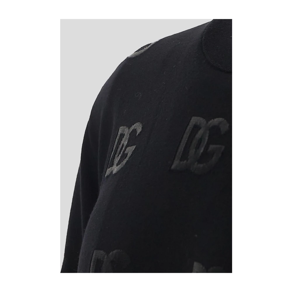Dolce & Gabbana Gebreide truien met ronde hals en logo Black Heren