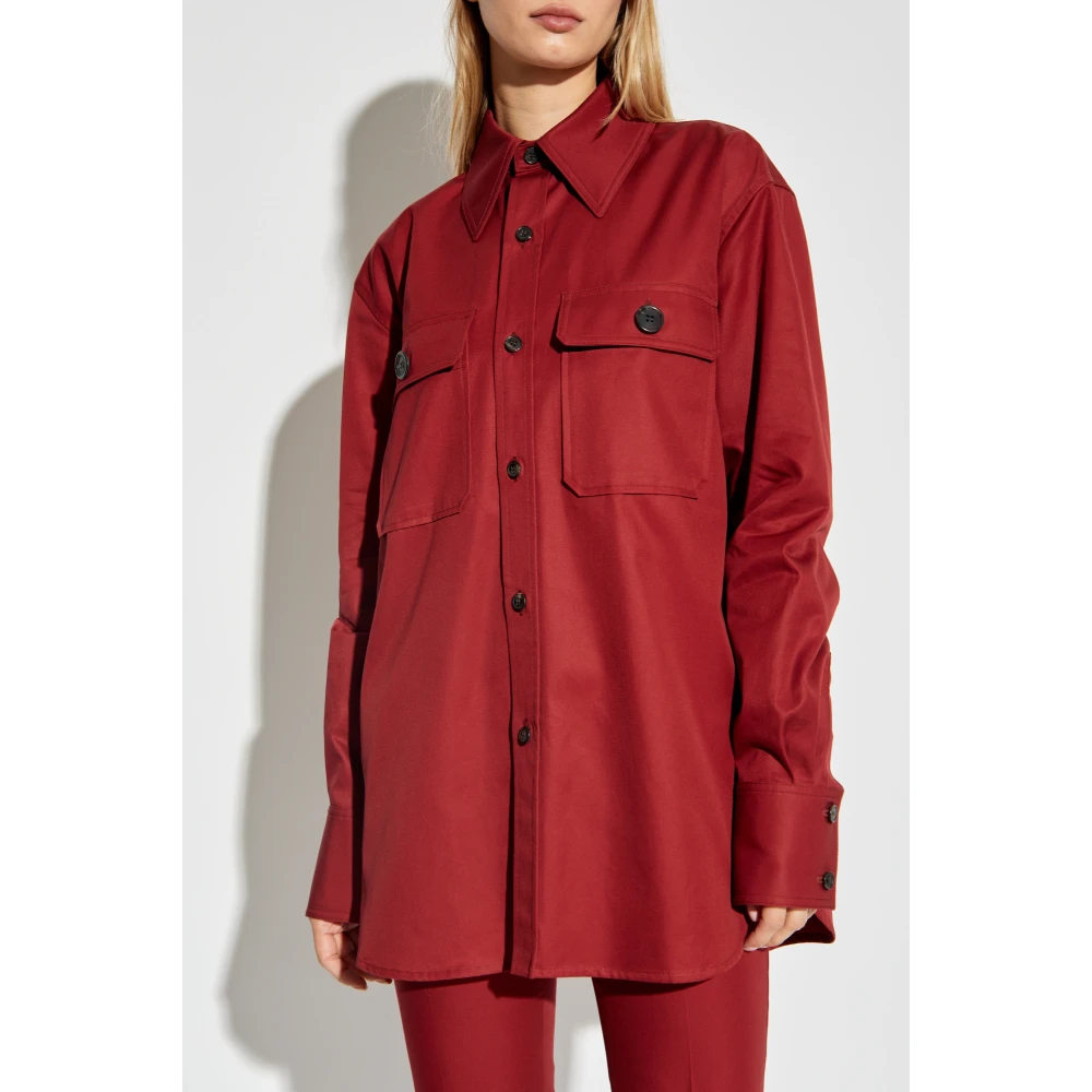 Saint Laurent Katoenen overhemd met zakken Red Dames