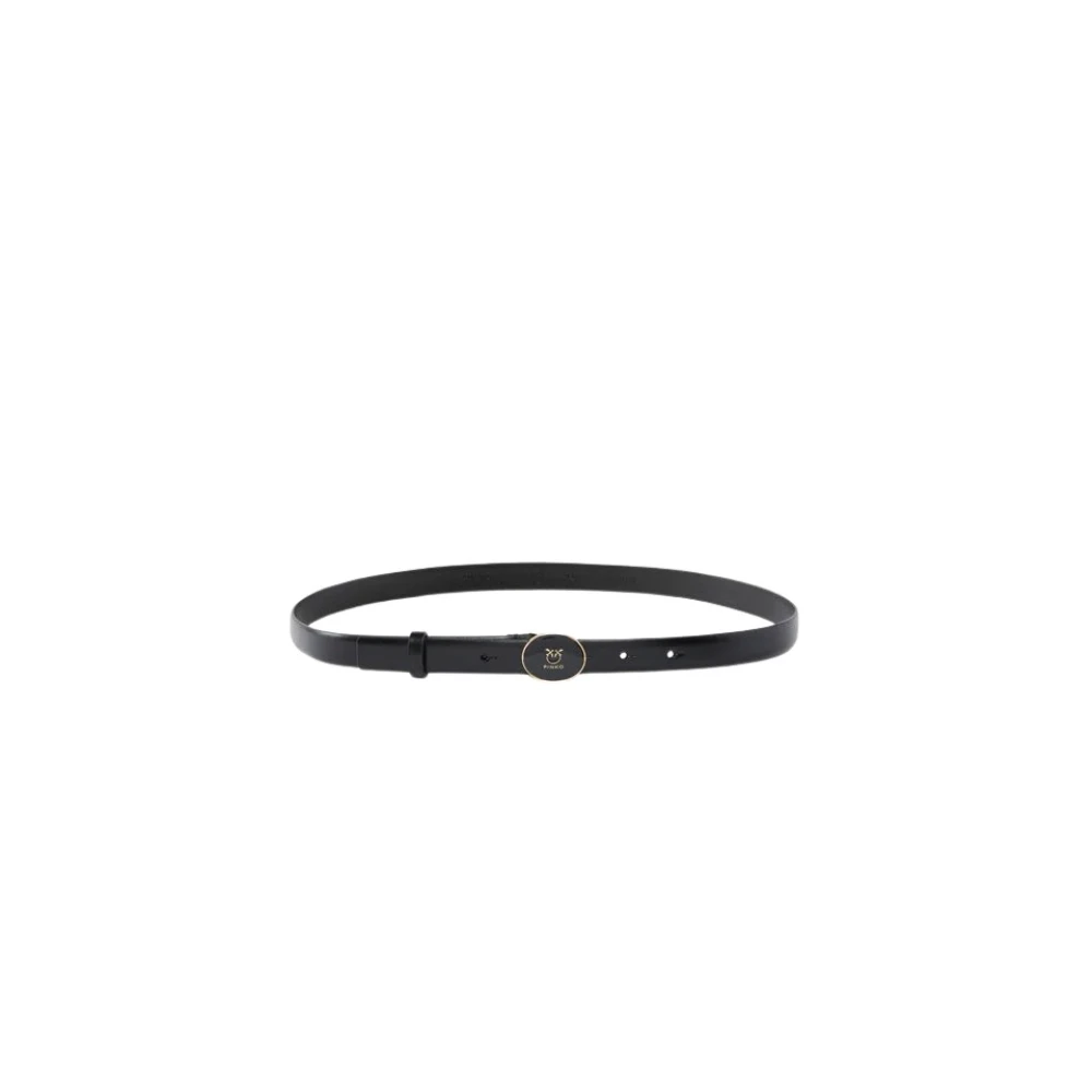Pinko Round Enamel H2 Belt.low - Female - Belts - Black - L - Accessories