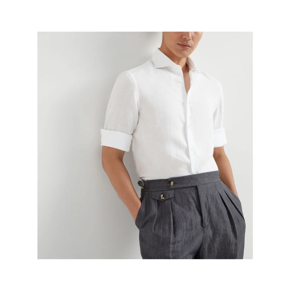 BRUNELLO CUCINELLI Witte Overhemd met Knopen Lange Mouwen White Heren