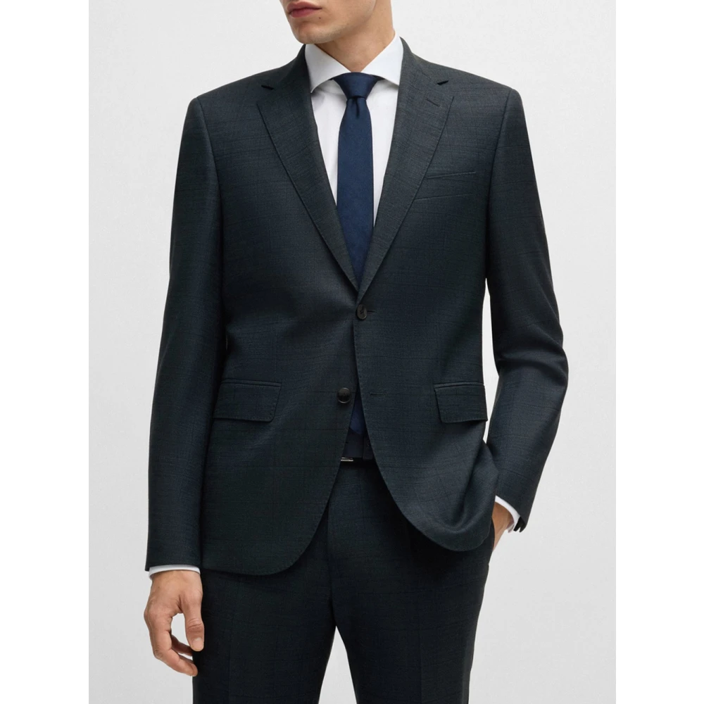 Hugo Boss Modern Geruit Pak Set Green Heren