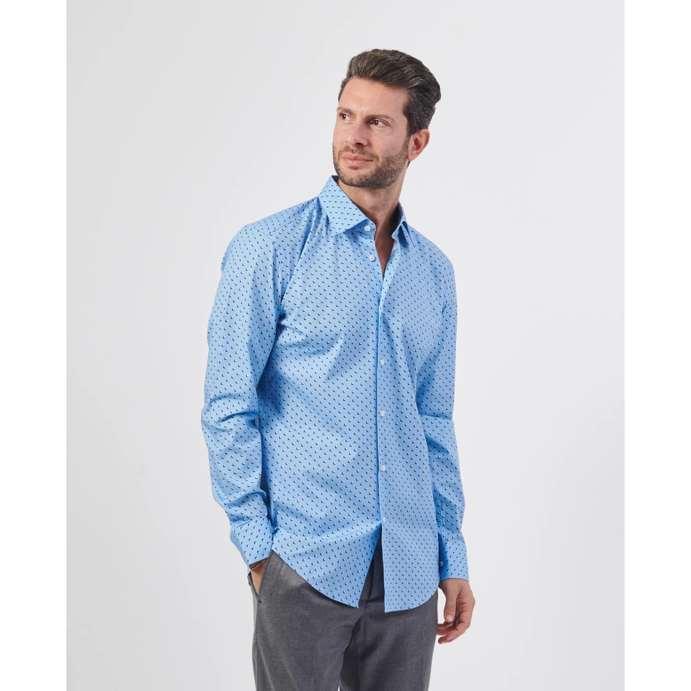 Hugo Boss Blauw Overhemd met Kent Kraag Blue Heren