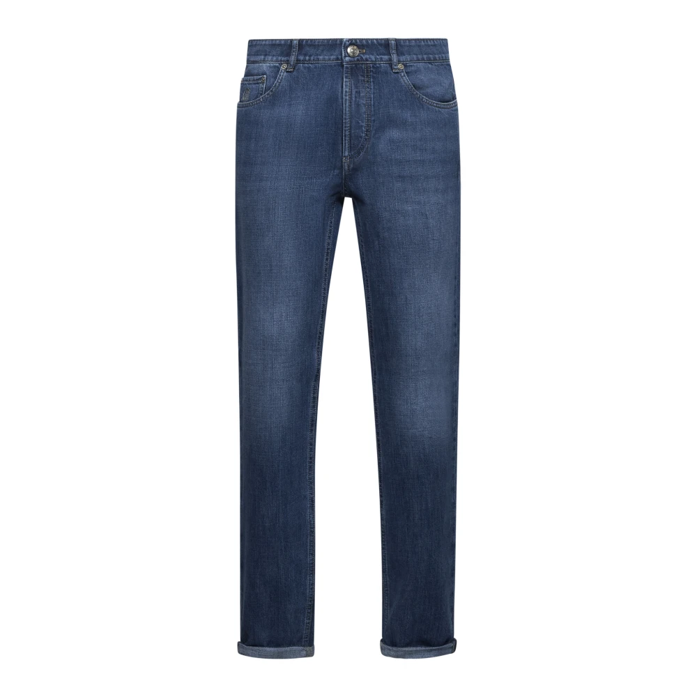 Brunello Cucinelli Men's Blue Lightweight Denim Trousers