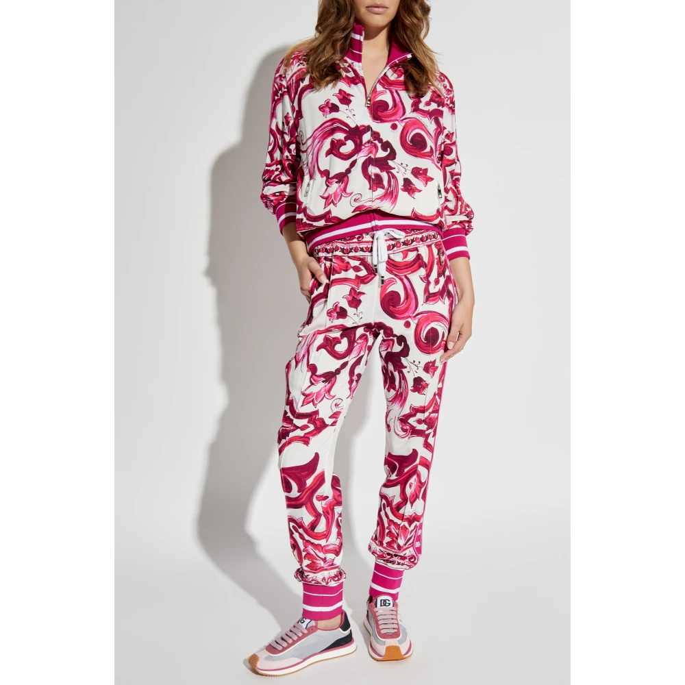 Dolce & Gabbana Sweatshirt met Majolica-patroon Pink Dames