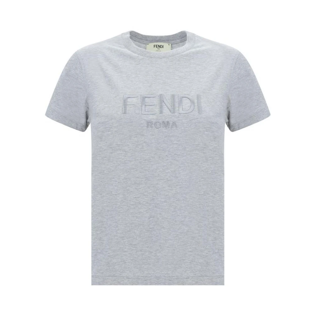Fendi Monochrome Monogram Katoenen T-shirt Gray Dames