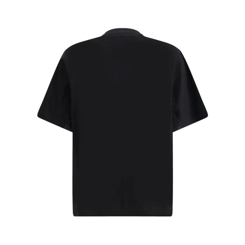 Sacai Moderne katoenen T-shirt met geribbelde hals Black Heren