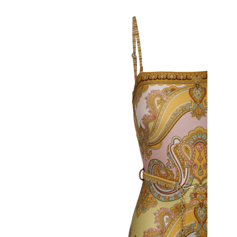 Zimmermann Paisley Chain Trim Bandeau Badpak Yellow Dames