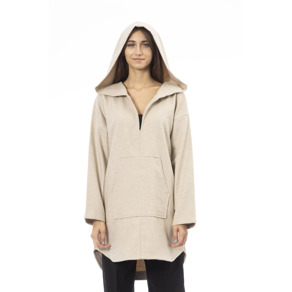 Alpha Studio Hoodie met lange mouwen V-hals Beige Dames