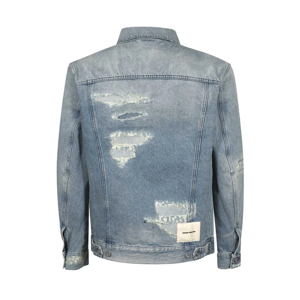 Heron Preston Versleten Denim Jack Blue Heren