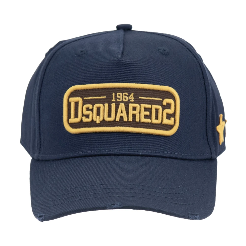 Dsquared2 Unisex Blue Hats & Caps, One Size, Logo Patch Baseball Cap