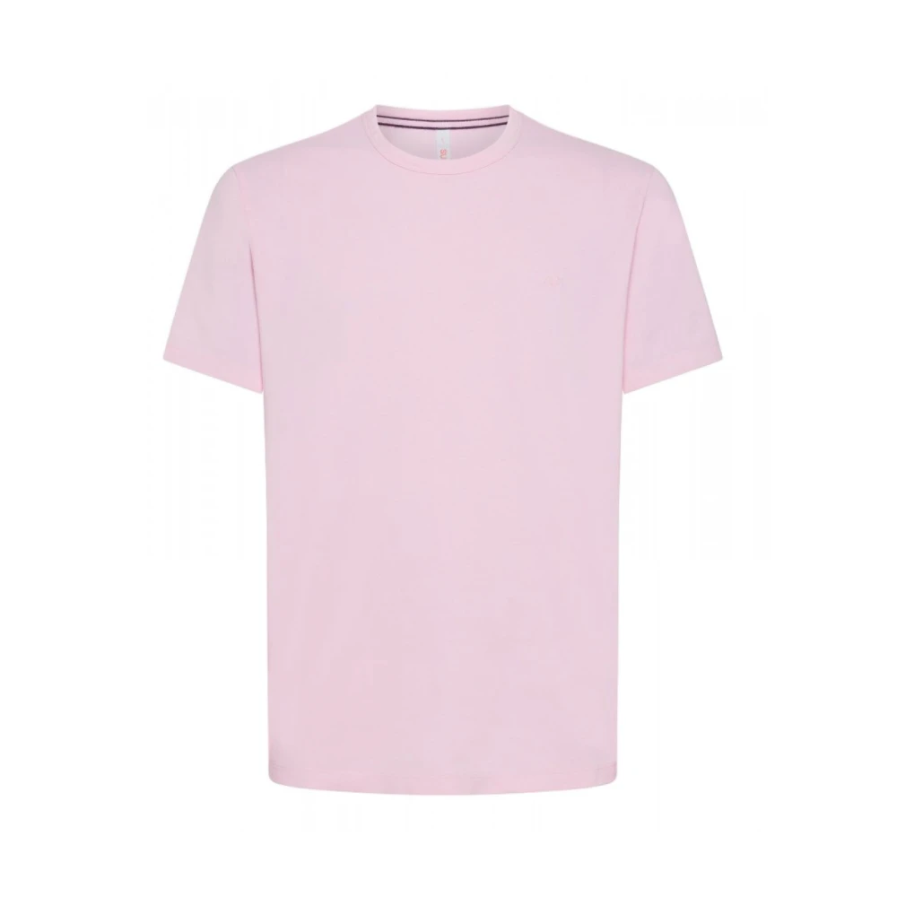 Sun68 Geborduurd Logo Katoenen T-shirt Pink Heren