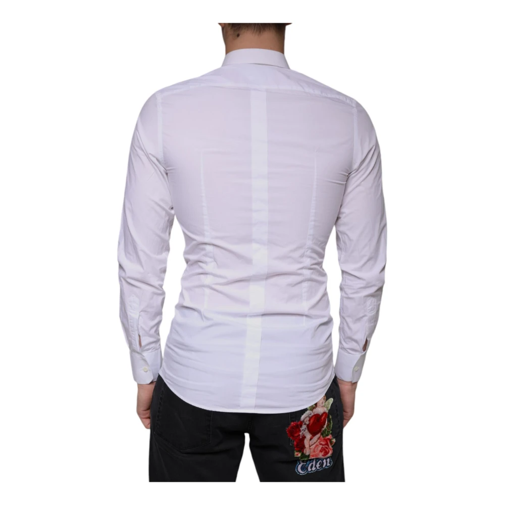 Dolce & Gabbana Witte Katoenen Overhemd Slim Fit White Heren
