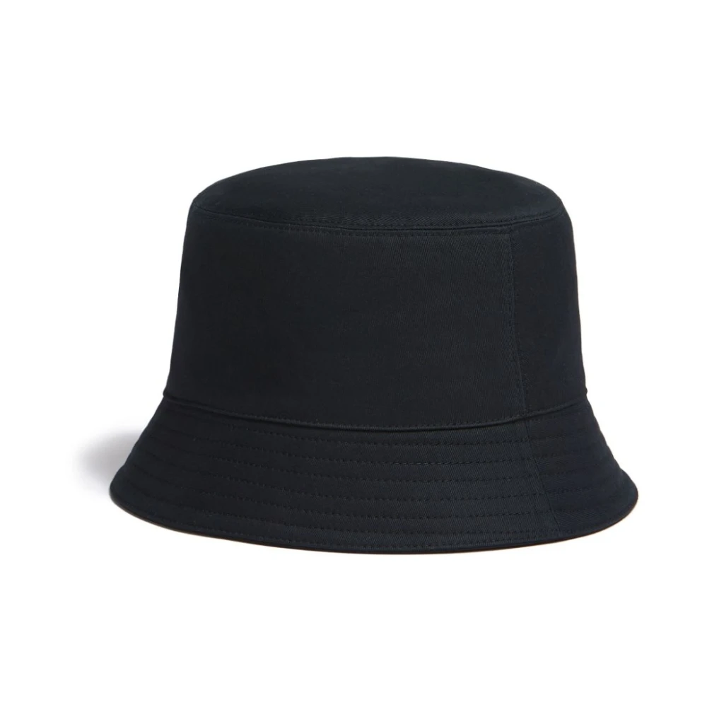 Marni Zwarte bucket hoed met logo borduurwerk Blue Heren