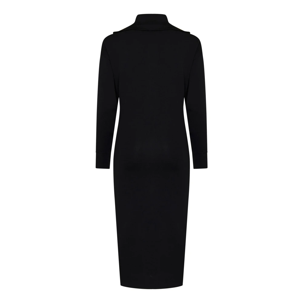 pinko Zwarte Geribbelde Gebreide Midi Jurk Black Dames