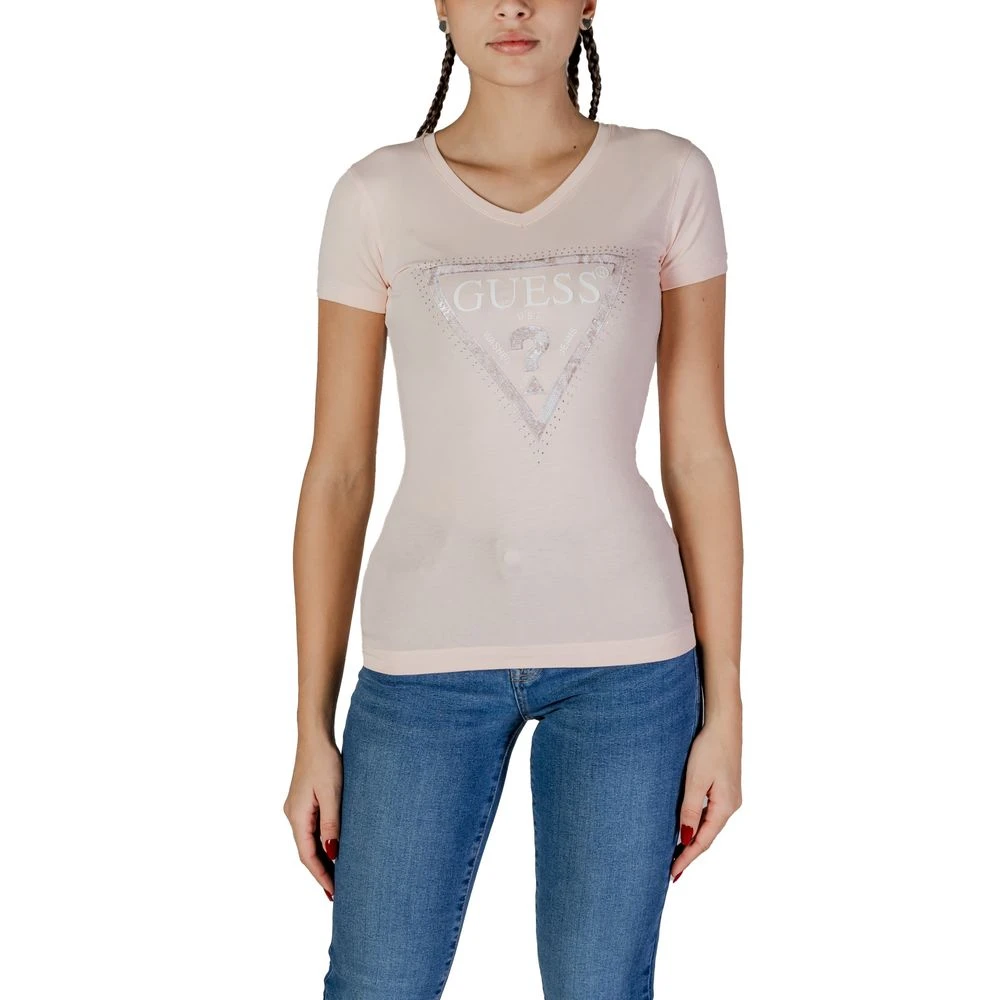 Guess Multifärgade Bomull Tops & T-Shirt Pink, Dam