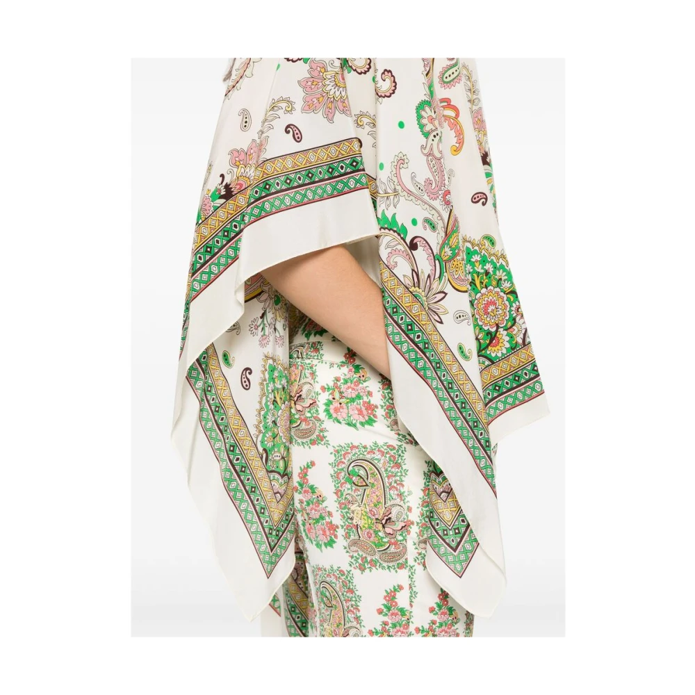 ETRO Beige Asymmetrische Boothals Cape Multicolor Dames