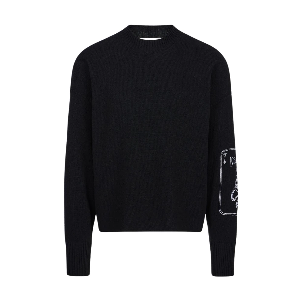 Iceberg Geborduurde Logo Crew-neck Sweater Black Heren