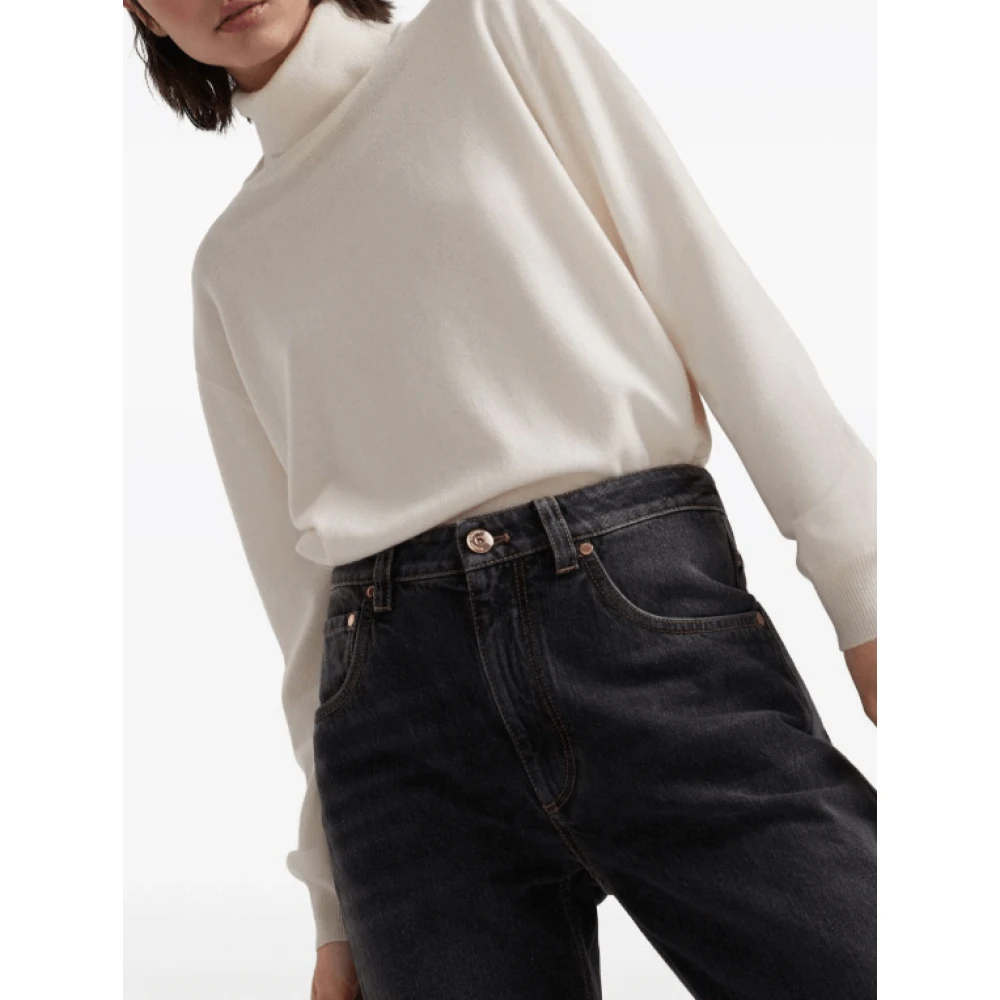 BRUNELLO CUCINELLI Witte Cashmere Mock Neck Jumper White Dames