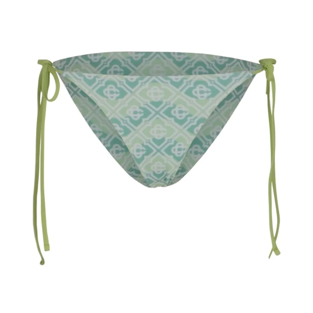 Casablanca Women's Green Bikinis, S, Wavy Monogram String Bikini Bottom