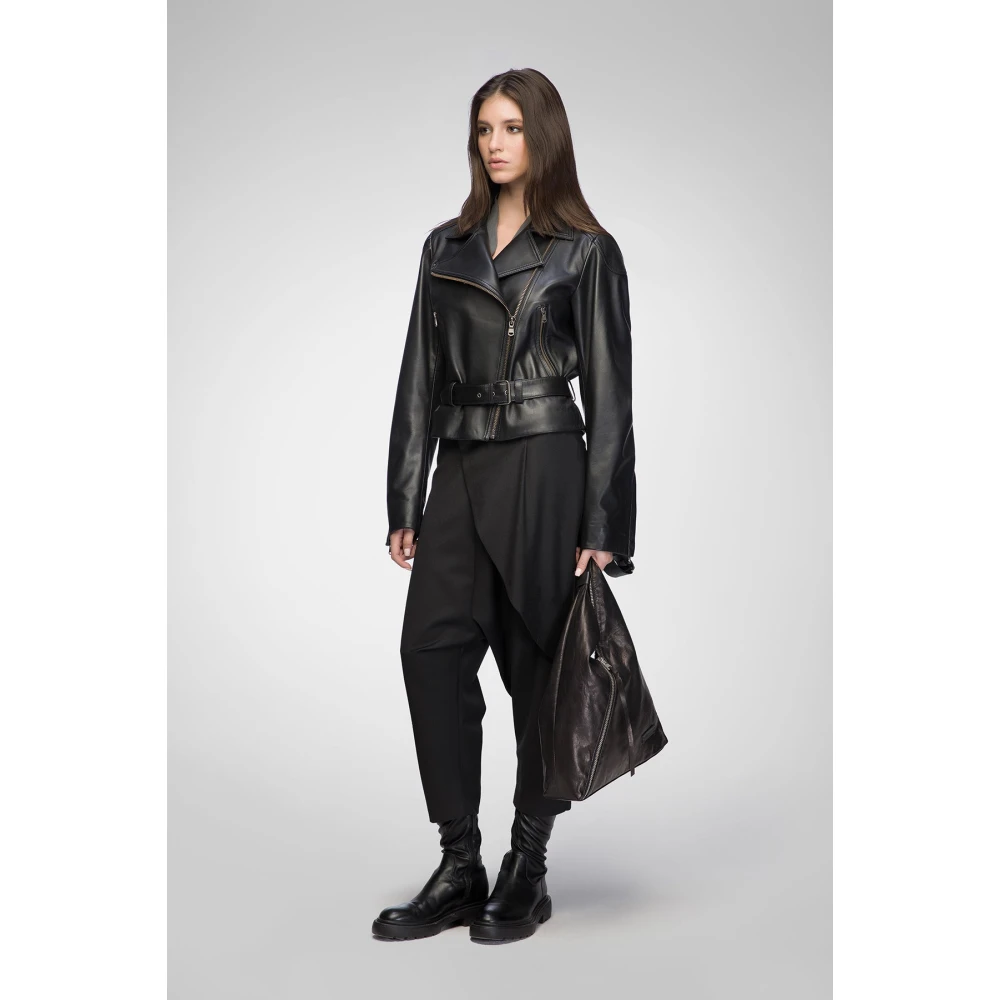 Vespucci by VSP Carla Zwarte leren jas Black Dames