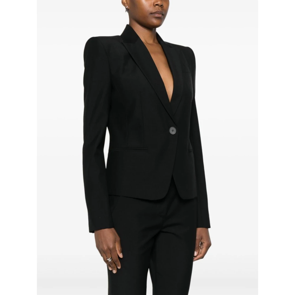 alexander mcqueen Zwarte Sweater met Peak Revers Black Dames