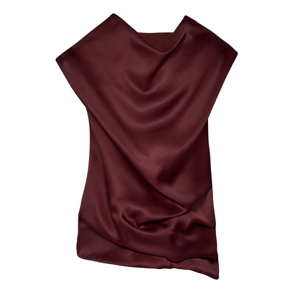 Khaite Bordeaux Zijden Top met Cowl Halslijn Red Dames