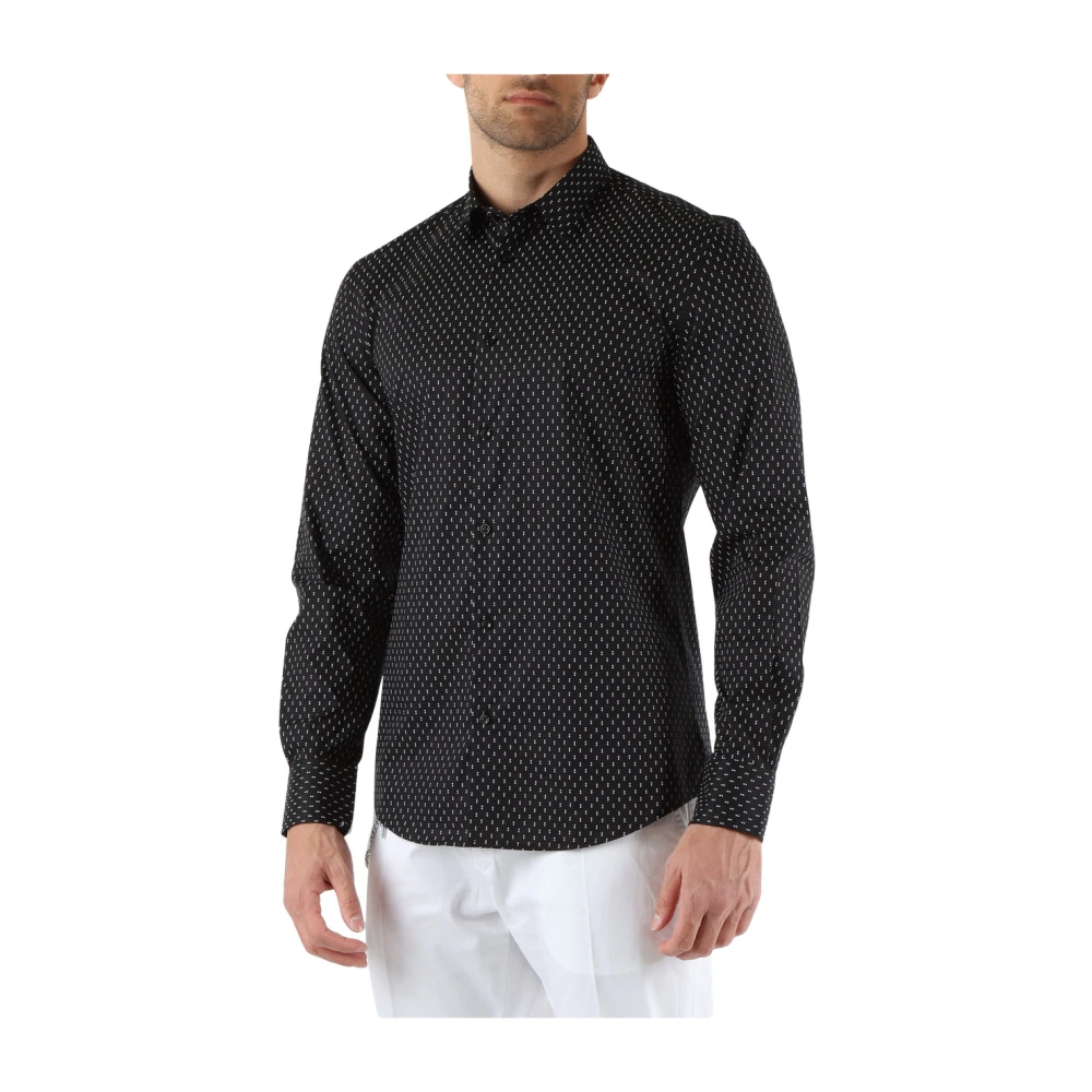 Antony Morato Slim Fit Katoenen Overhemd met Decoratief Motief Black Heren