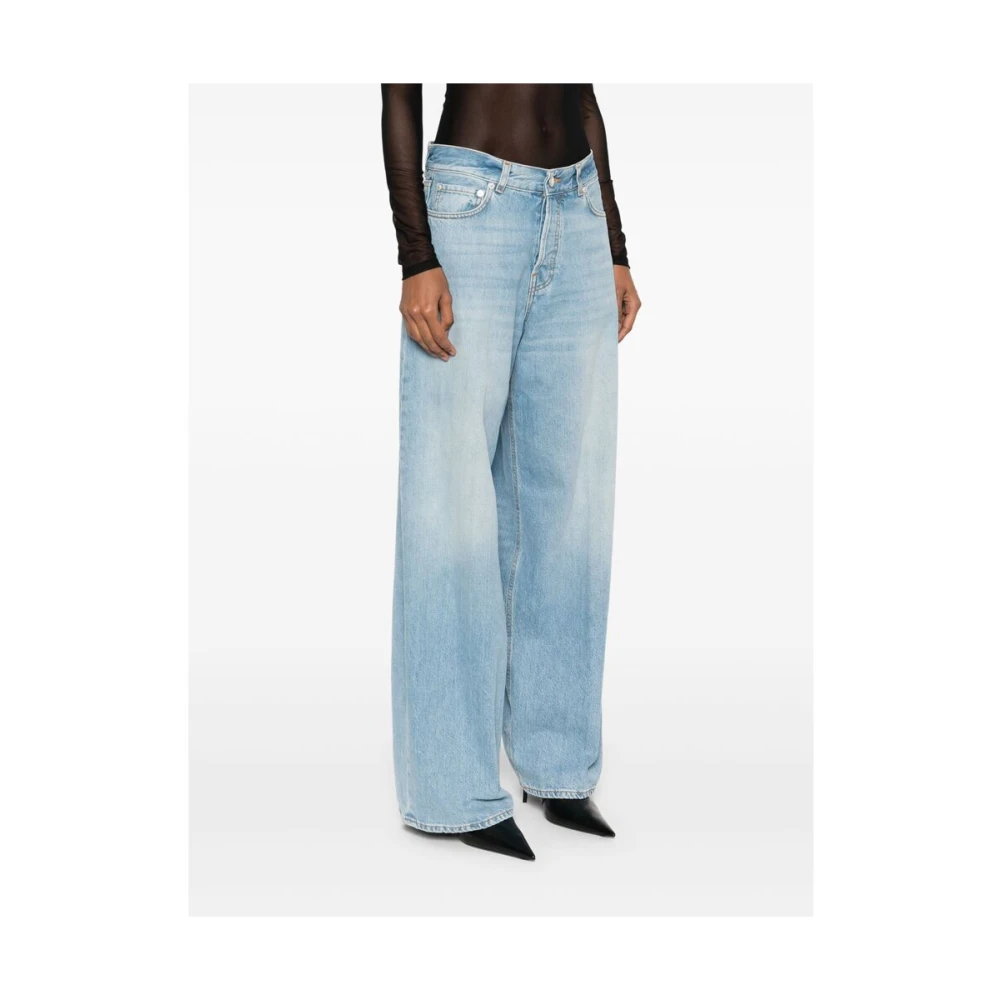 Haikure Aqua Blue Button Fly Jeans Blue Dames