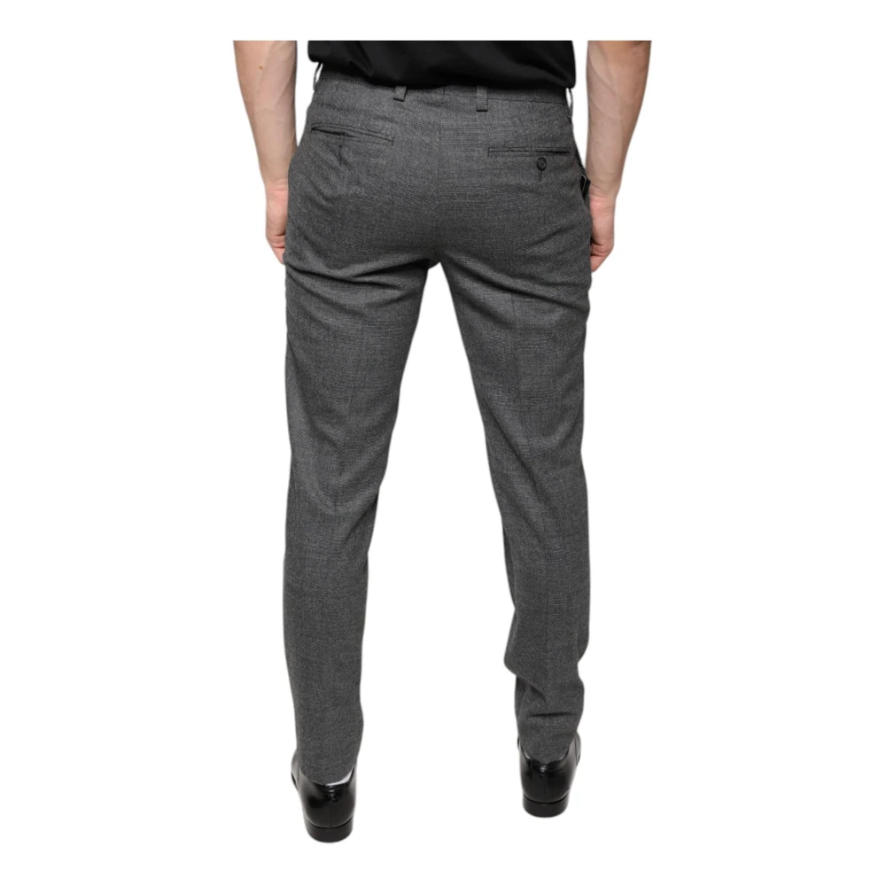Dolce & Gabbana Grijze Tartan Wol Skinny Broek Gray Heren
