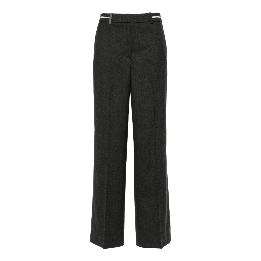 PESERICO Donkergrijze wollen flanellen broek Gray Dames