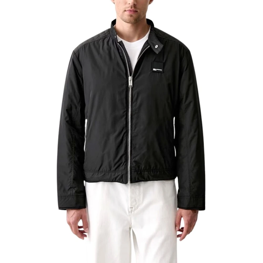 Karl Lagerfeld Jeans Uomo Nero Giacca Biker Jacket L - Immagine 2