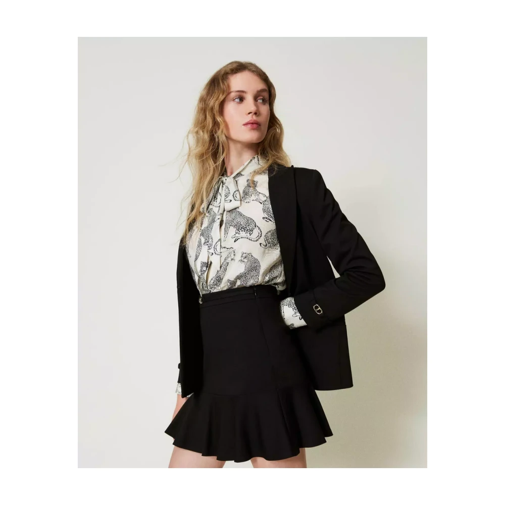 Twinset Zwarte Minirok met Ruches Black Dames