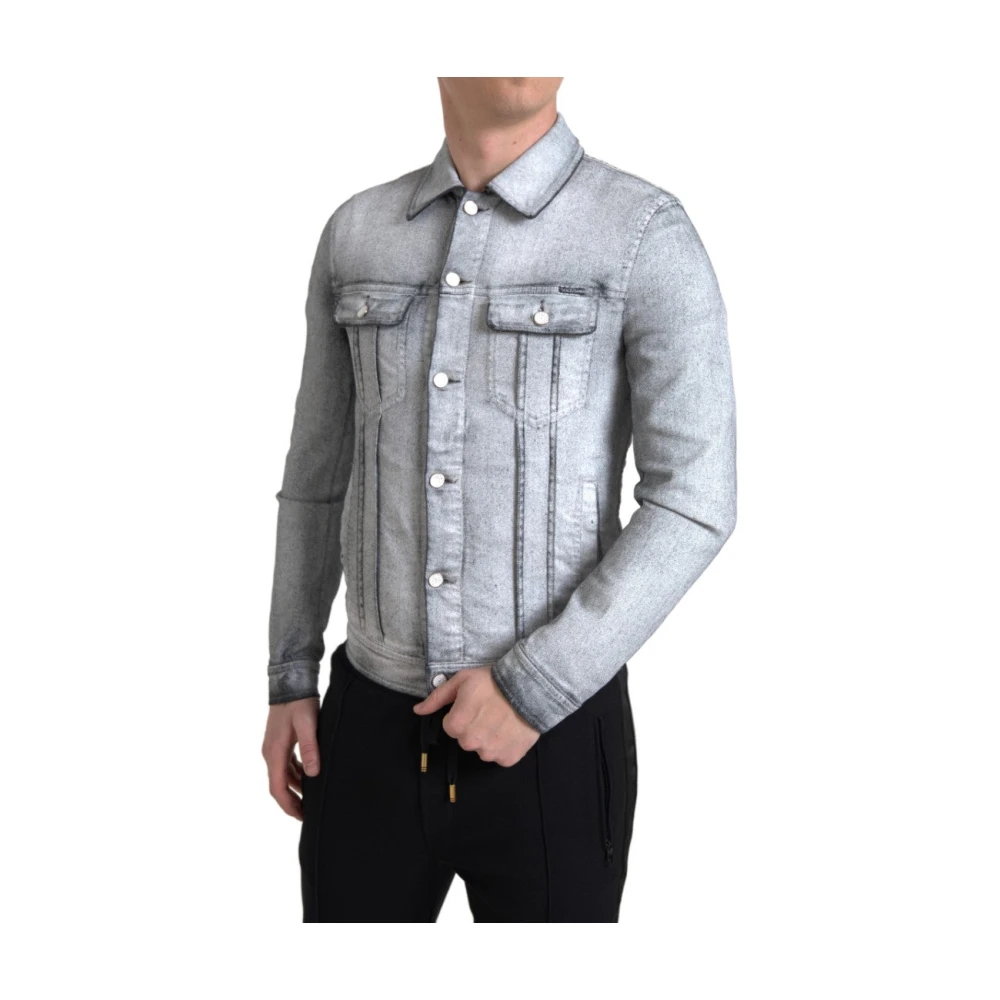 Dolce & Gabbana Elegante grijze denimjack Gray Heren