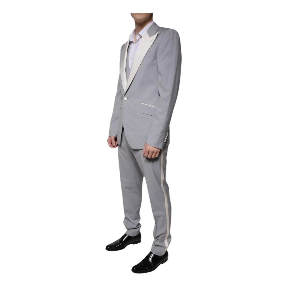 Dolce & Gabbana Grijze Slim Fit 3-delig Pak Gray Heren